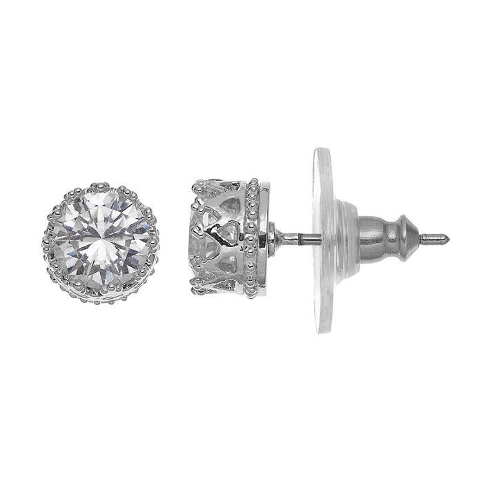 Lc Lauren Conrad Crown Stud Earrings, Women's, Silver Tone