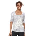 Women's Croft & Barrow&reg; Squareneck Tee, Size: Medium, Grey