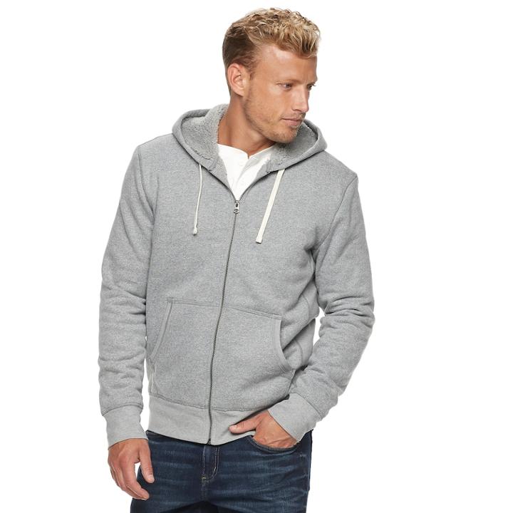 Men's Sonoma Goods For Life&trade; Supersoft Modern-fit Sherpa Fleece-lined Jacket, Size: Large, Med Grey