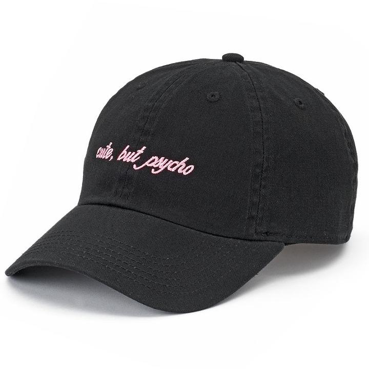 Women's So&reg; Cute, But Psycho Denim Baseball Cap, Black