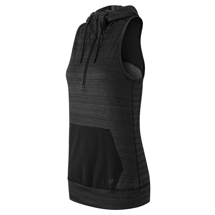 Women's New Balance Hooded Half-zip Performance Fleece Vest, Size: Medium, Black