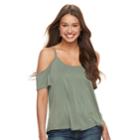 Juniors' Mudd&reg; Cupro Cold-shoulder Tee, Teens, Size: Medium, Med Green