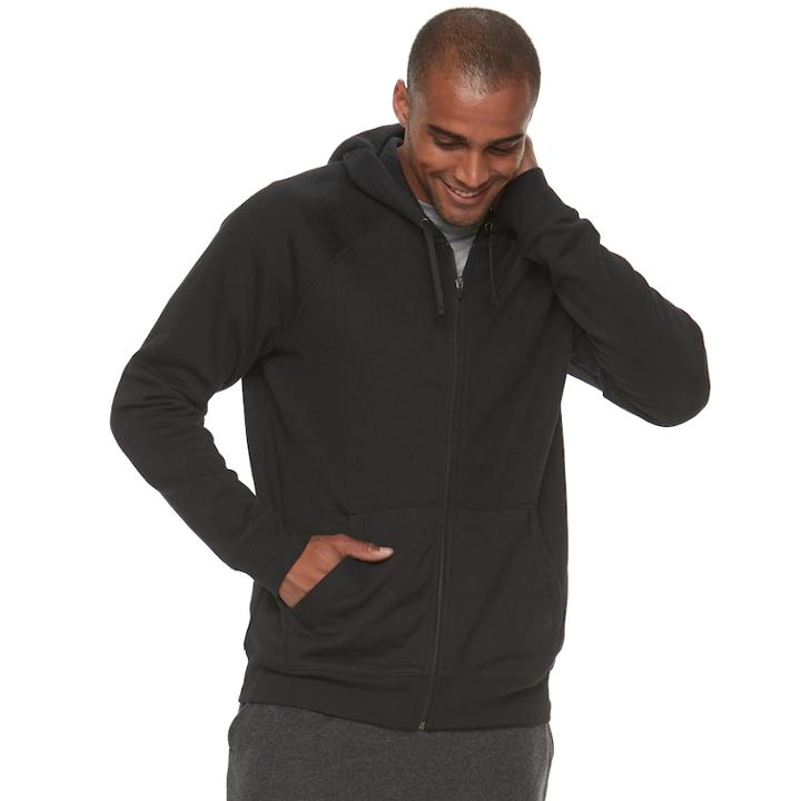 Men's Tek Gear&reg; Ultra Soft Fleece Basic Full-zip Hoodie, Size: Large, Black
