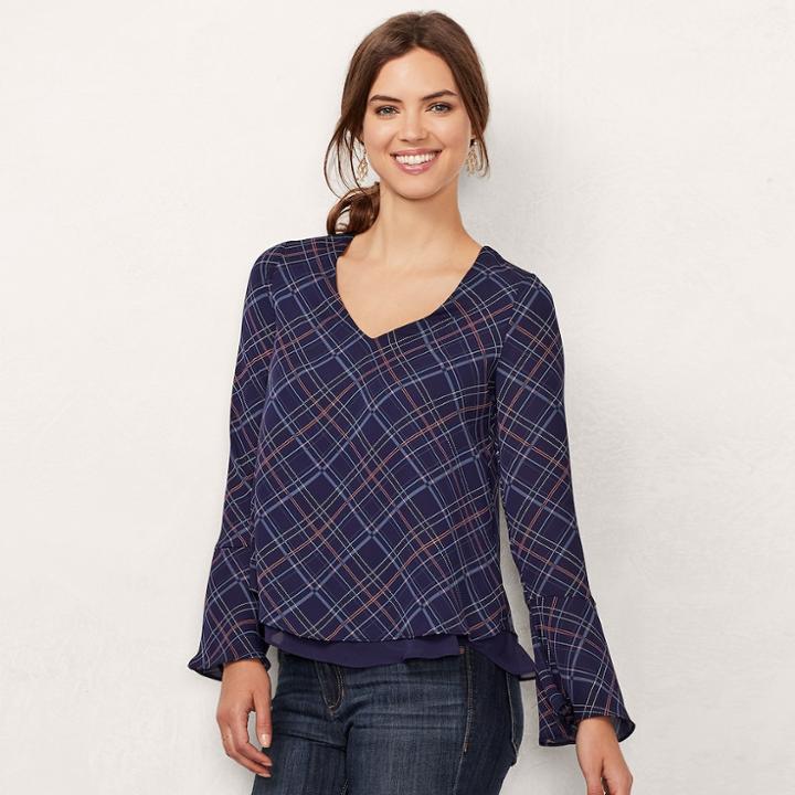 Women's Lc Lauren Conrad Layered Top, Size: Xs, Blue