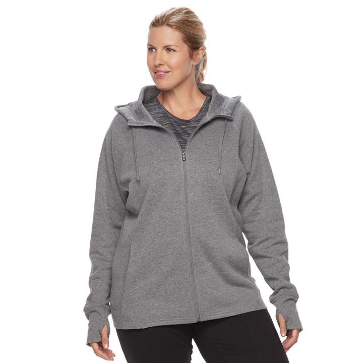 Plus Size Tek Gear&reg; Ribbed Fleece Zip-up Jacket, Women's, Size: 2xl, Dark Grey