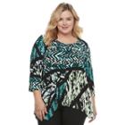 Plus Size Women's Dana Buchman Pleated Shark-bite Top, Size: 3xl, Med Green