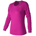 Women's New Balance Accelerate Long Sleeves Top, Size: Large, Dark Pink