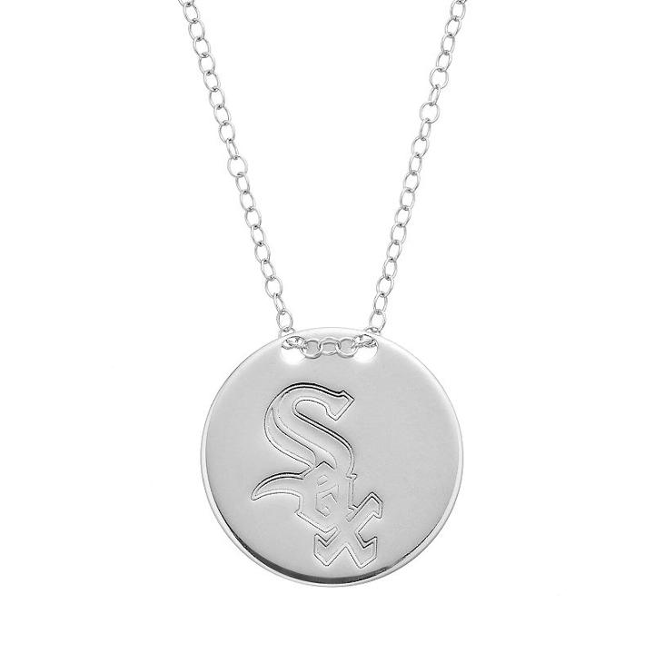 Chicago White Sox Sterling Silver Disc Pendant Necklace, Women's, Size: 16, Grey