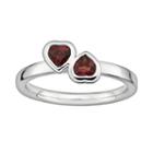 Stacks And Stones Sterling Silver Garnet Heart Stack Ring, Women's, Size: 7, Red