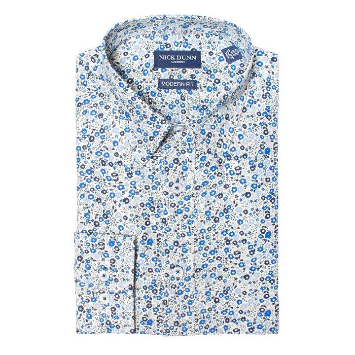 Men's Nick Dunn Modern-fit Dress Shirt, Size: M-34/35, Blue