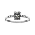 Marcasite Sterling Silver Owl Ring, Women's, Grey