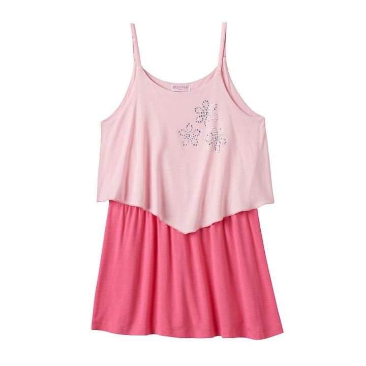 Girls 4-6x Design 365 Rhinestone Solid Popover Dress, Girl's, Size: 6, Pink Other
