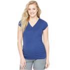 Maternity Oh Baby By Motherhood&trade; Ruched V-neck Tee, Women's, Size: Large, Dark Blue