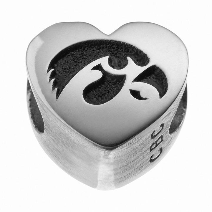 Fiora Sterling Silver Iowa Hawkeyes Logo Heart Bead, Women's, Grey