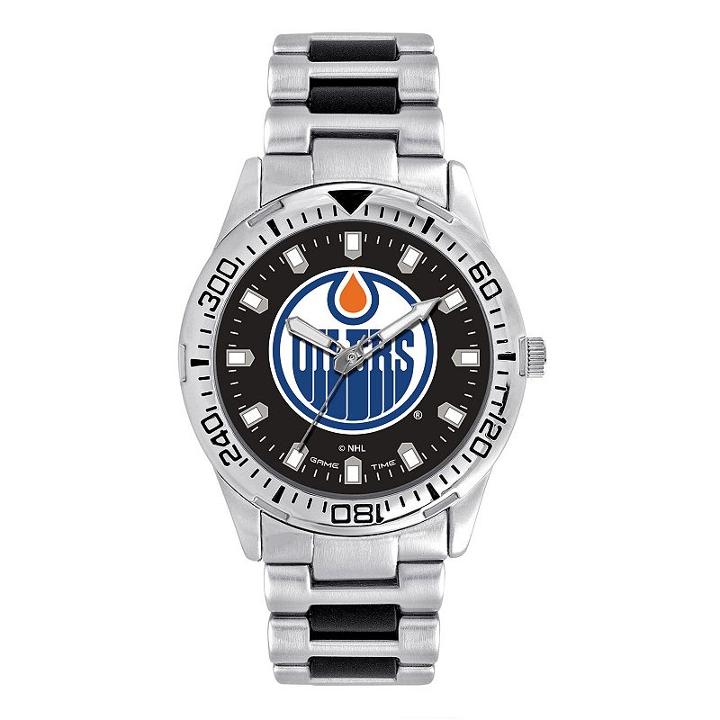 Game Time, Men's Edmonton Oilers Heavy Hitter Watch, Silver