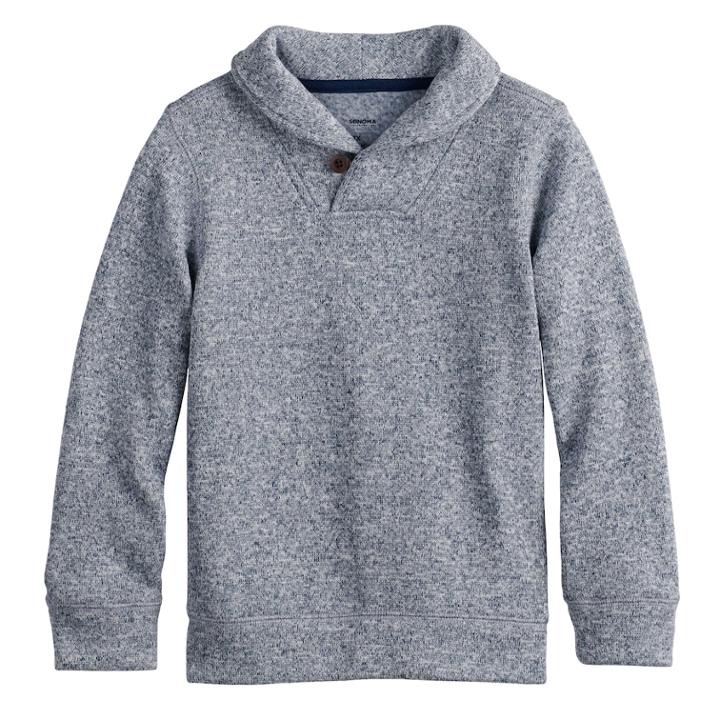 Boys 4-12 Sonoma Goods For Life&trade; Sweater Fleece Shawl Pullover Top, Size: 8, Dark Blue
