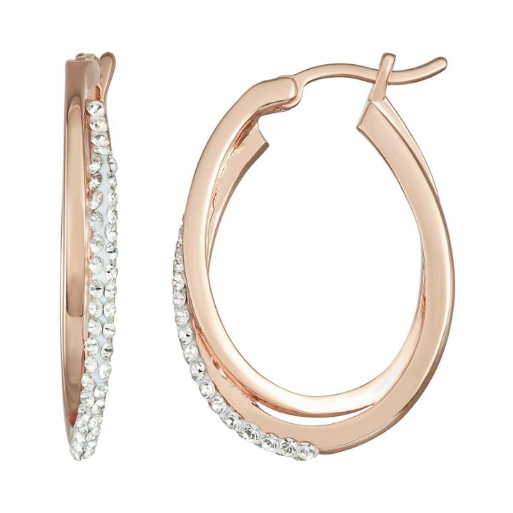 Chrystina Crystal Double Oval Hoop Earrings, Women's, White