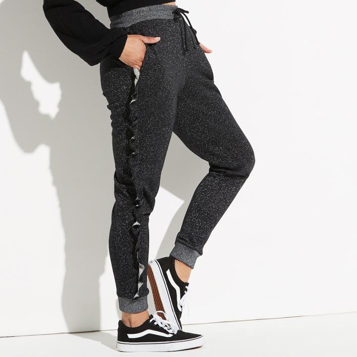 K/lab Ruffle Side Jogger Pants, Teens, Size: Small, Black
