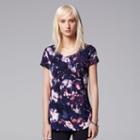 Women's Simply Vera Vera Wang Printed Scoopneck Tee, Size: Medium, Drk Purple