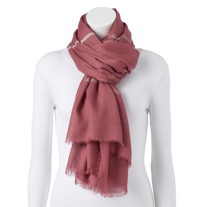 Women's Lc Lauren Conrad Striped Oversized Wrap Scarf, Med Red