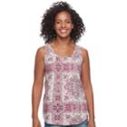 Women's Sonoma Goods For Life&trade; Print Pintuck Tank, Size: Xl, Med Pink