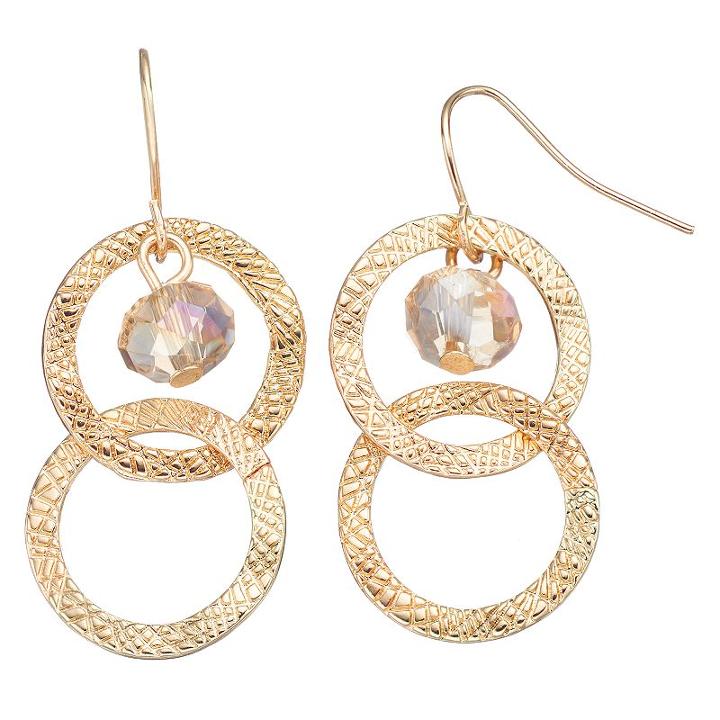 Textured Nickel Free Linked Hoop Earrings, Women's, Brown