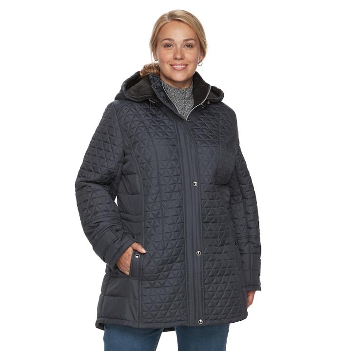Plus Size Kc Collections Triangle Quilted Jacket, Women's, Size: 1xl, Grey Other