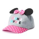 Disney's Minnie Mouse Toddler Girl 3d Ears & Bow Baseball Cap Hat, Oxford