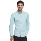 Men's Sonoma Goods For Life&trade; Modern-fit Checked Stretch Poplin Button-down Shirt, Size: Large, Turquoise/blue (turq/aqua)