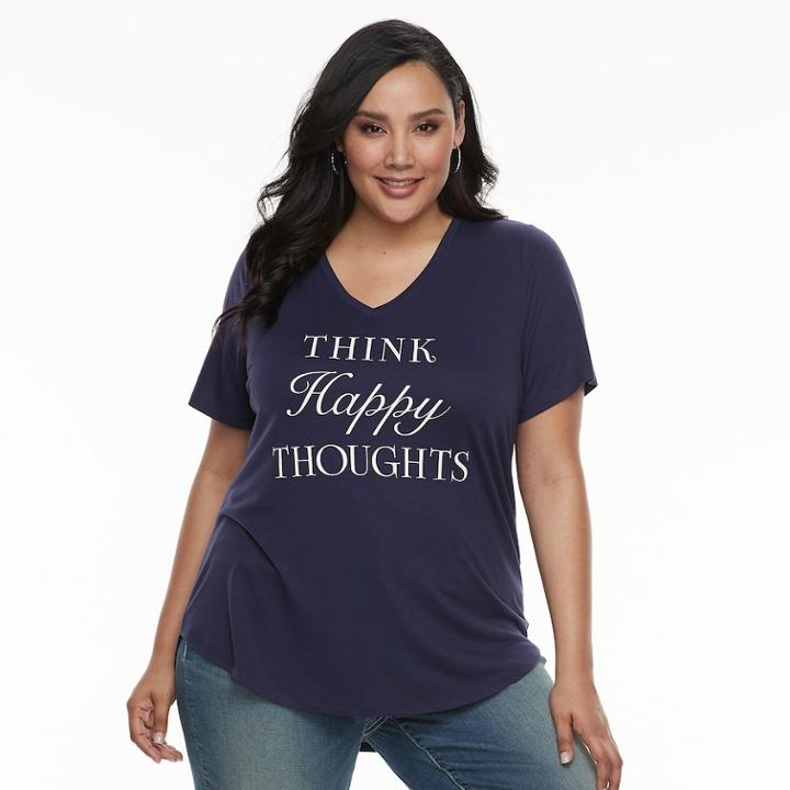 Plus Size Apt. 9 Graphic V-neck Tee, Women's, Size: 4xl, Blue (navy)