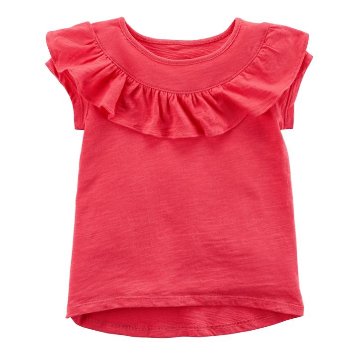 Girls 4-8 Carter's Ruffle High-low Tee, Size: 7, Red