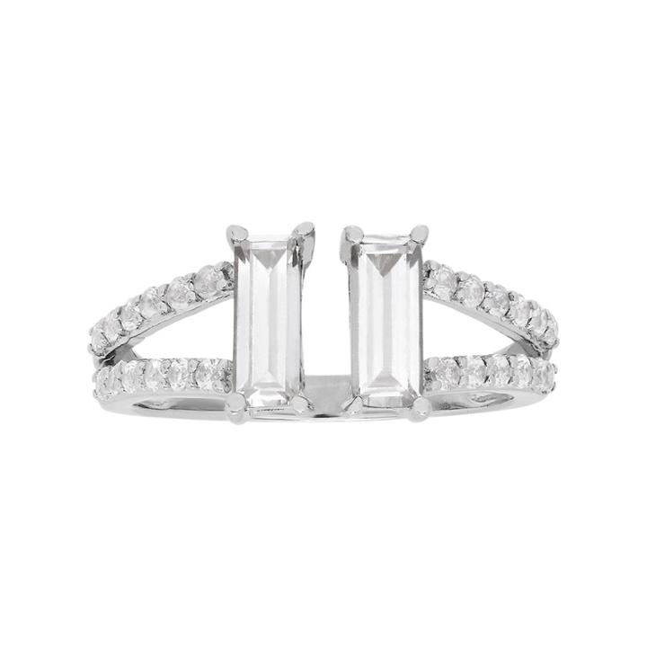 Simply Vera Vera Wang Sterling Silver Lab-created White Sapphire Baguette Ring, Women's, Size: 7
