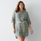 Plus Size Sonoma Goods For Life&trade; Linen Blend Shirtdress, Women's, Size: 2xl, Grey