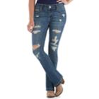 Juniors' Amethyst Destructed Baby Bootcut Jeans, Teens, Size: 5, Dark Blue