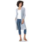 Women's Chaps Marled Long Cardigan, Size: Xl, Blue
