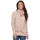 Women's Sonoma Goods For Life&trade; Cable Knit Crewneck Sweater & Scarf, Size: Medium, Med Grey