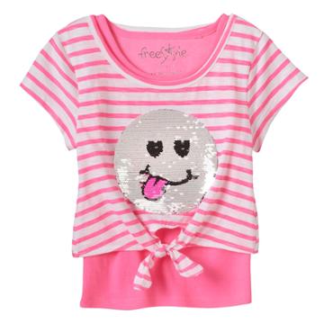 Girls 4-6x Freestyle Revolution Flip Sequin Tee & Tank Top Set, Size: 5, Pink