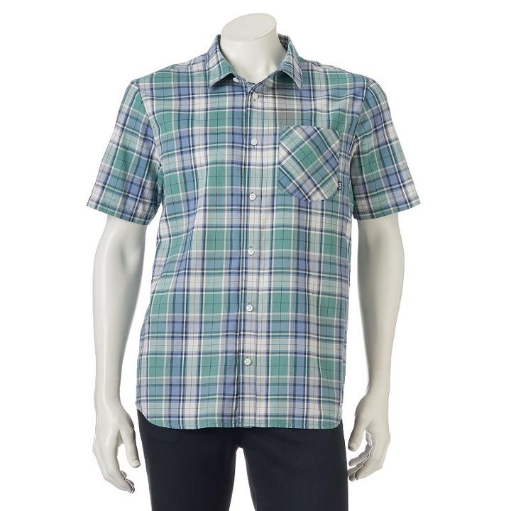 Men's Vansplaid Button-down Shirt, Size: Medium, Dark Green