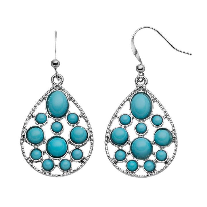 Aqua Cabochon Teardrop Earrings, Women's, Turq/aqua