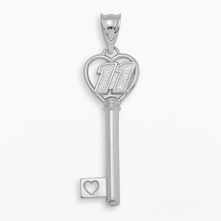 Insignia Collection Nascar Denny Hamlin Sterling Silver 11 Heart Key Pendant, Women's, Grey