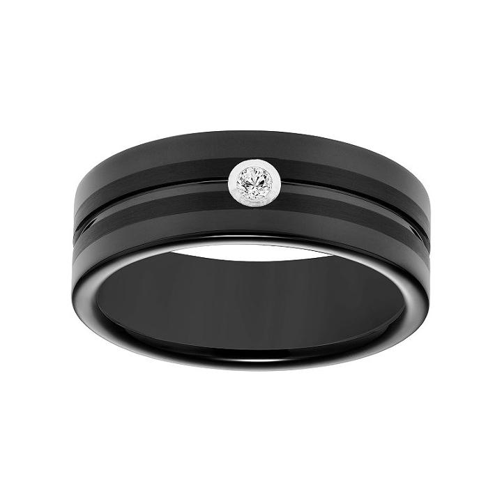 Simply Vera Vera Wang Black Tungsten Carbide Men's Wedding Band, Size: 9, White