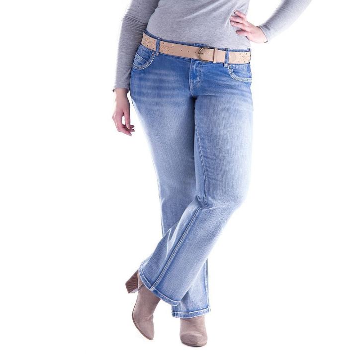 Juniors' Plus Size Amethyst Faded Slim Bootcut Jeans, Teens, Size: 22w Short, Dark Blue
