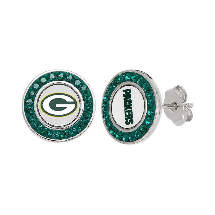 Green Bay Packers Crystal Team Logo Stud Earrings, Women's