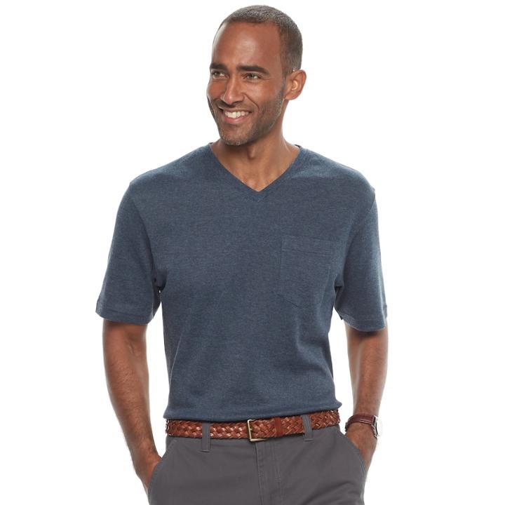 Men's Croft & Barrow&reg; V-neck Interlock Performance Tee, Size: Medium, Blue (navy)