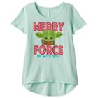 Girls 7-16 Star Wars Yoda Merry Force Be With You Holiday Tee, Girl's, Size: Large, Lt Green