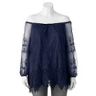 Juniors' Plus Size Heartsoul Off The Shoulder Crochet Top, Girl's, Size: 3xl, Blue (navy)