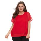 Plus Size Dana Buchman Layered Top, Women's, Size: 2xl, Med Red