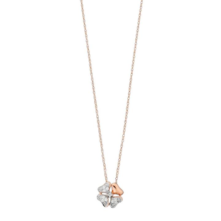 10k Rose Gold Diamond Accent Four-leaf Clover Pendant Necklace, Women's, Size: 18
