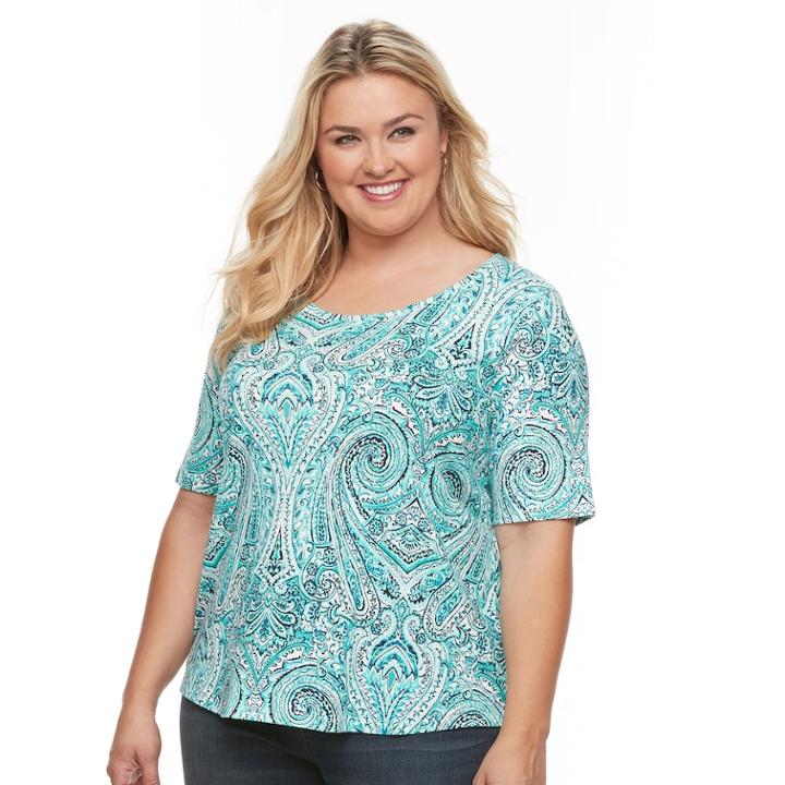 Plus Size Croft & Barrow&reg; Essential Scoopneck Tee, Women's, Size: 3xl, Turquoise/blue (turq/aqua)