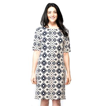 Women's Ile New York Tribal Shift Dress, Size: 12, Beig/green (beig/khaki)